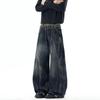 VIONA Vintage Men's Leopard Print Pocket Jeans Washed Distressed Wide Leg Baggy Fit Streetwear Casual Premium Denim Pants
