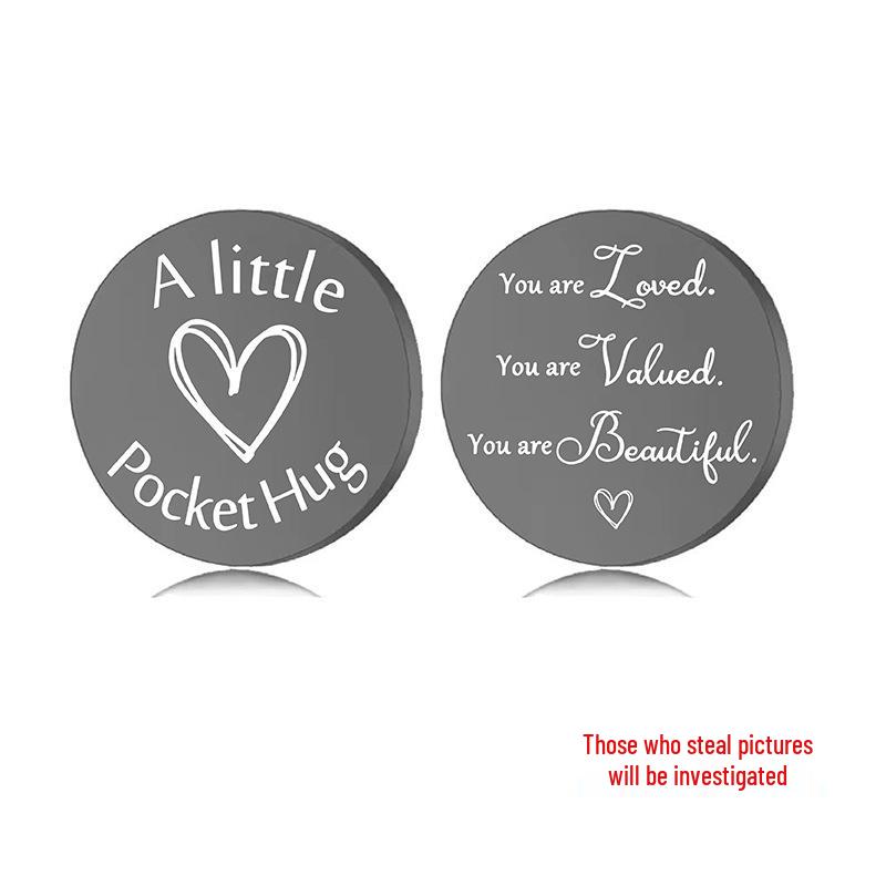 Lucky Charm Motivational Coin: Engravable Stainless Steel Couple & Family Gift Ornament.