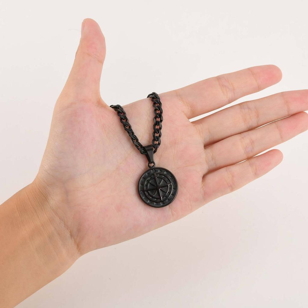 Fashion Jewelry, Stainless Steel Compass Pendant, Coin Compass Men'S Hip Hop Necklace Pn-1527