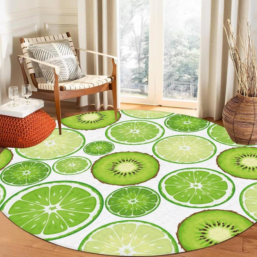 Round Strawberry Rug Kwaii Pink Circle Rugs for Bedroom Dorm Living Room Cute Area Rug Floor Mat Pad Doormat Carpet,