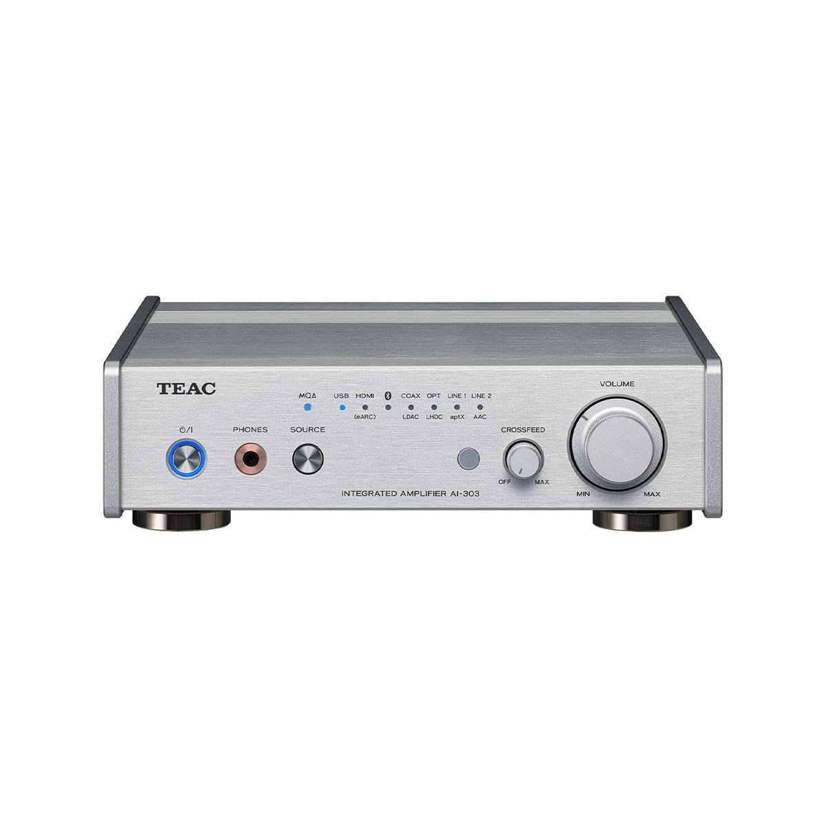 

TEAC Silver USB Integrated and AI-303-S DAC/Stereo Amplifier/Headphone Amplifier, Compact, Bluetooth, HDMI-CEC, ARC/eARC, MQA, Hi-Res