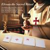 4 Pack Altar Supplies Linen Corporal for Churches Set(Pall,Corporal,Purificator,Towel),White Linen Altar Cloth Red Cross Embroidery,Mass Kit Catholic