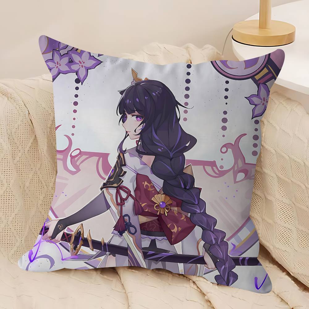 G-Genshin Impact Raiden Shogun Dekorative Raumästhetik Kissenbezug Heimdekor Schlafzimmer Sofa Bett Couch Kissenbezug 45x45