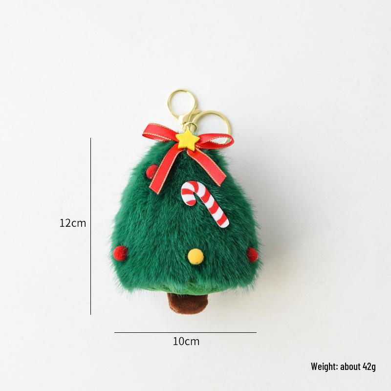 NUCHI Mink Fur Doll Christmas Ornament Keychain - Festive Tree Decoration & Gift