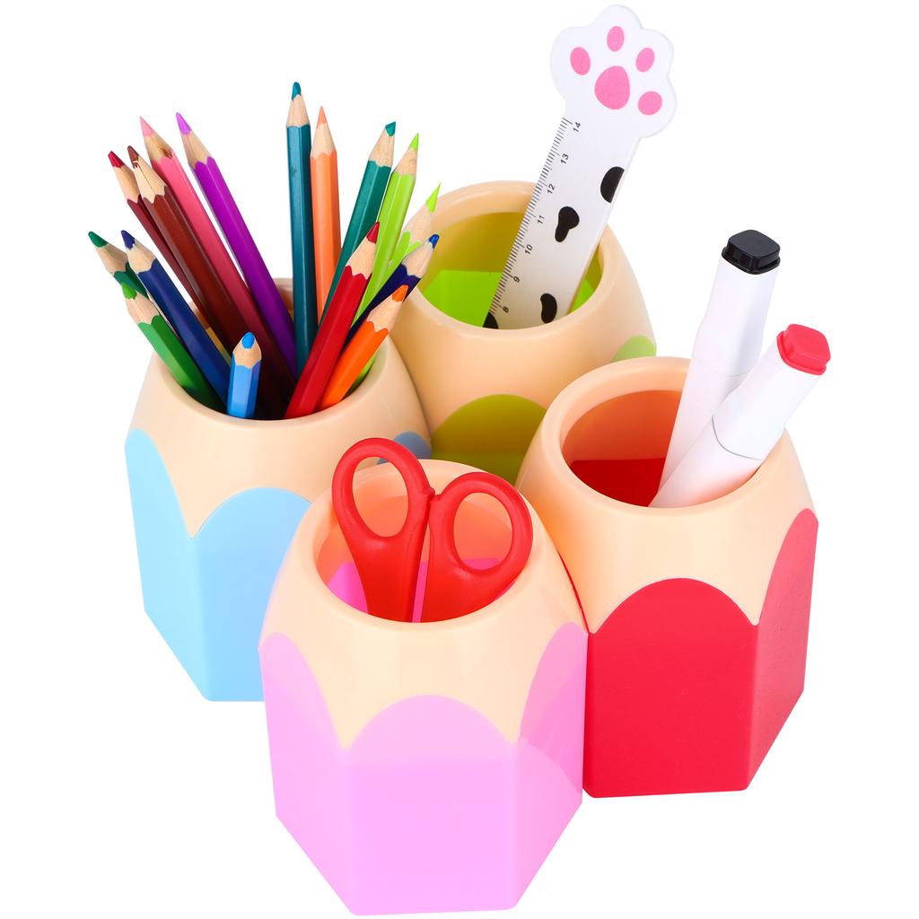 6Pcs Pencil Shaped Pen Holders Pencil Storage Organizer Cute Desktop Pen Cup