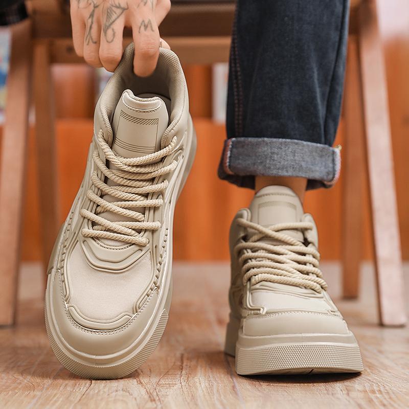Męskie Czarne Buty do Koszykówki Codzienne Buty Skateboardowe Beżowe Wysokie Trampki do Biegania dla Studentów Duże Rozmiary