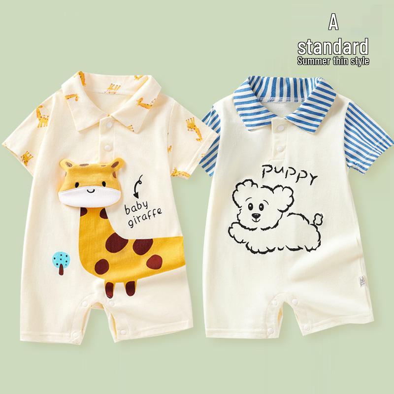 Adorable Infant Cotton Romper: Short-Sleeved, Lightweight Summer Bodysuit for Babies and Toddlers