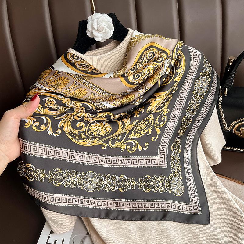 Design Satin Silk Shawl Hijab Scarf Women Fashion Summer Sunscreen Beach Stole Wraps Bufanda Female Headkerchief Echarpe