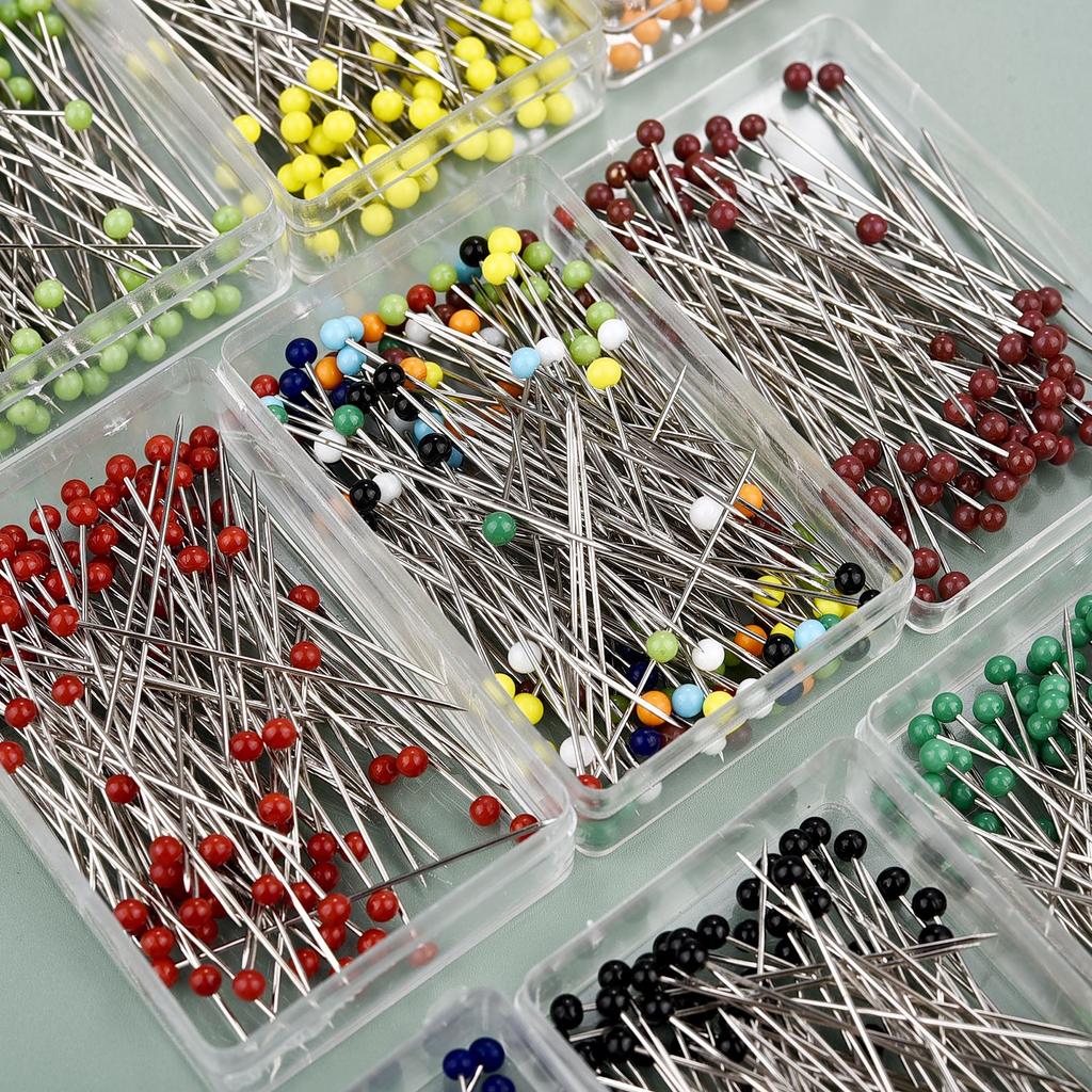 100 Stück Mode Nähnadeln Farbige Glas-/Keramikkopf Perlenstecknadeln Stricknadeln Nähbefestigung DIY Sicherheitsnadel 38mm