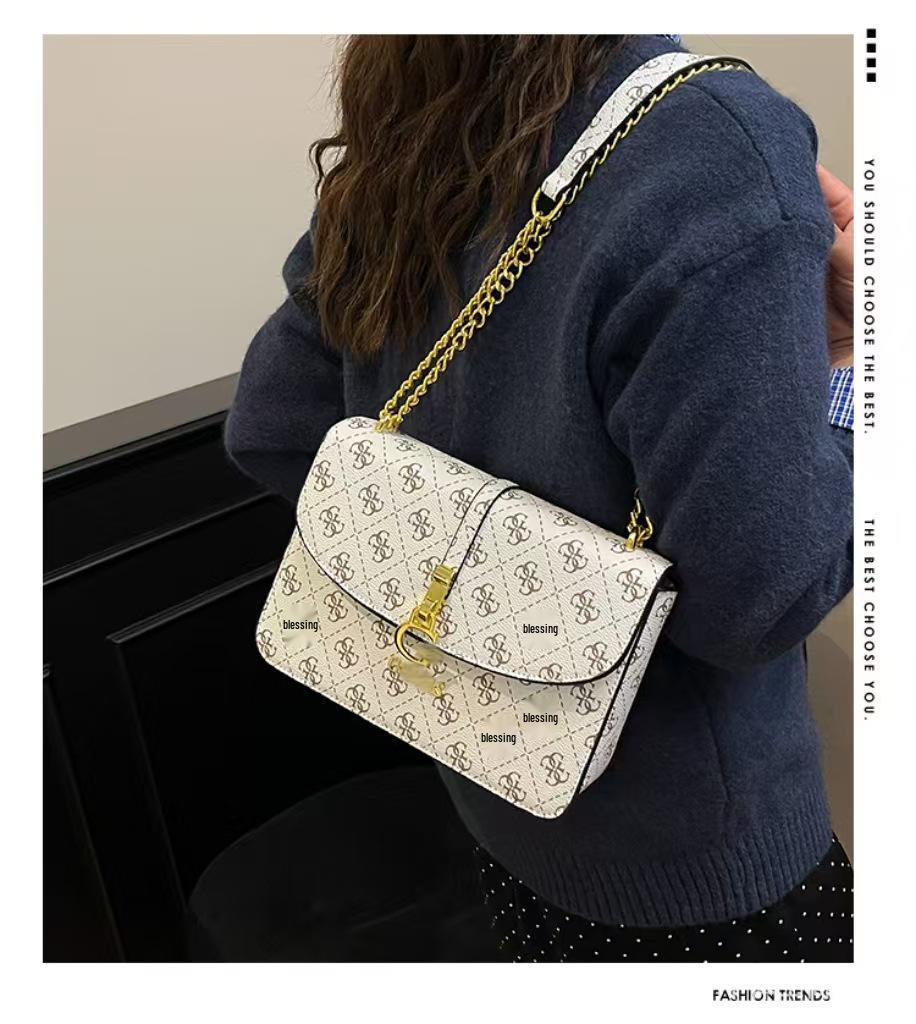 Bolsa Quadrada Pequena de Corrente Texturizada Moderna Europa & América - Moda Feminina 2025 Bolsa de Ombro & Transversal