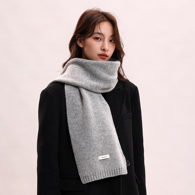 Wool Knitted 100% Cashmere Scarf Female and Male Thickened Scarf Warm Couple Parent-child Model Autumn and Winter Gift
