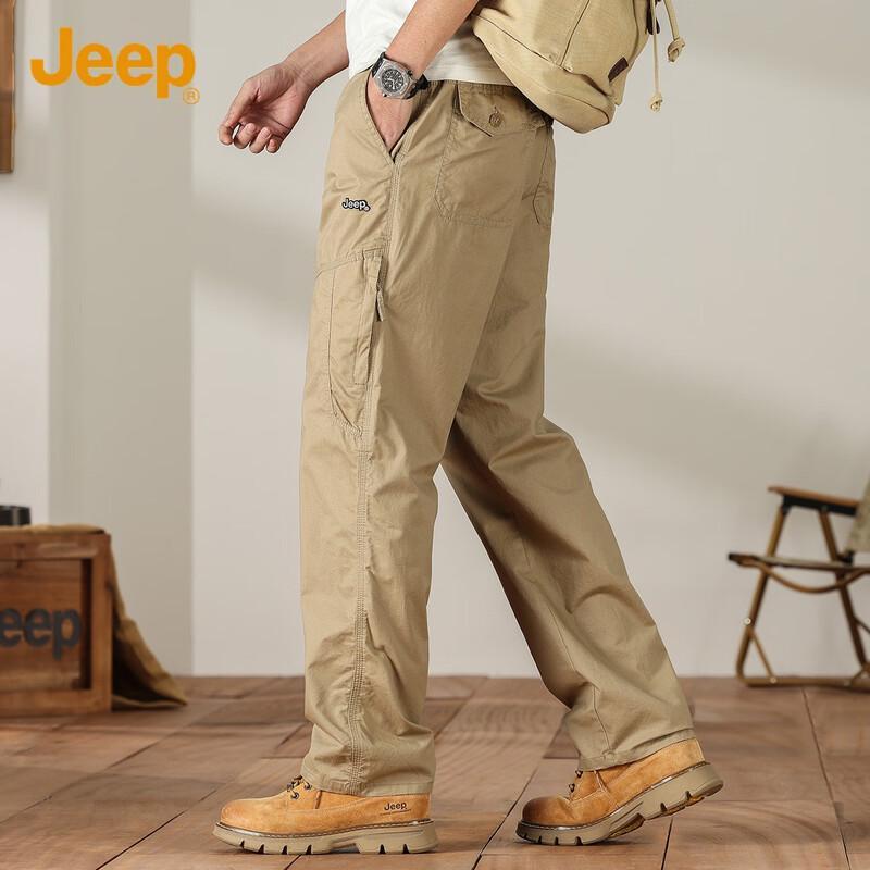 Jeep Men's Spring Autumn Straight-Leg Cargo Pants