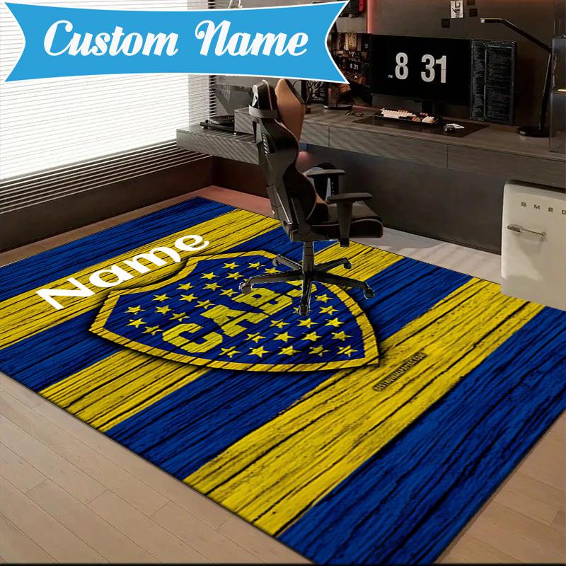 Custom Name Juniors Crest Rug Game Carpet, Floor Mat for Bedroom Living Room Entryway Rug, Home Decor Idea Gift for Christmas Birthday