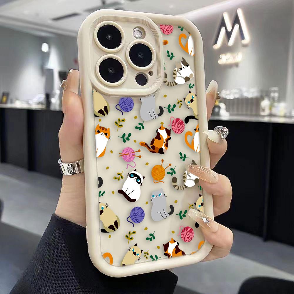 Cute Cat Charming Phone Case For iPhone Apple 17 AIR 16 16E 11 12 13 14 15 XR Plus Pro Max DIY Case TPU Shockproof Cover Capa