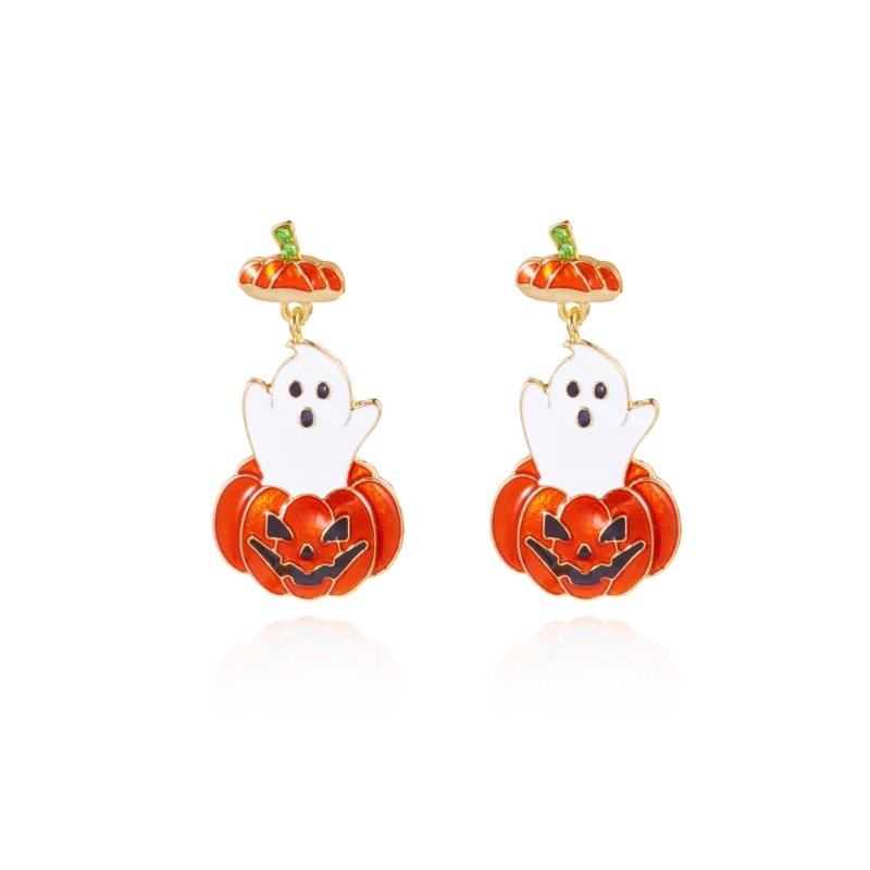 Orecchini Pendenti Asimmetrici Festivi a Zucca Comodo Accessorio per le Feste Perfetto per le Riunioni di Halloween