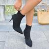 Fashion Black Stretch Skinny Socks Boots Women's 2025 New Mid-Tube Stiletto Pointed Toe High Heel Booties