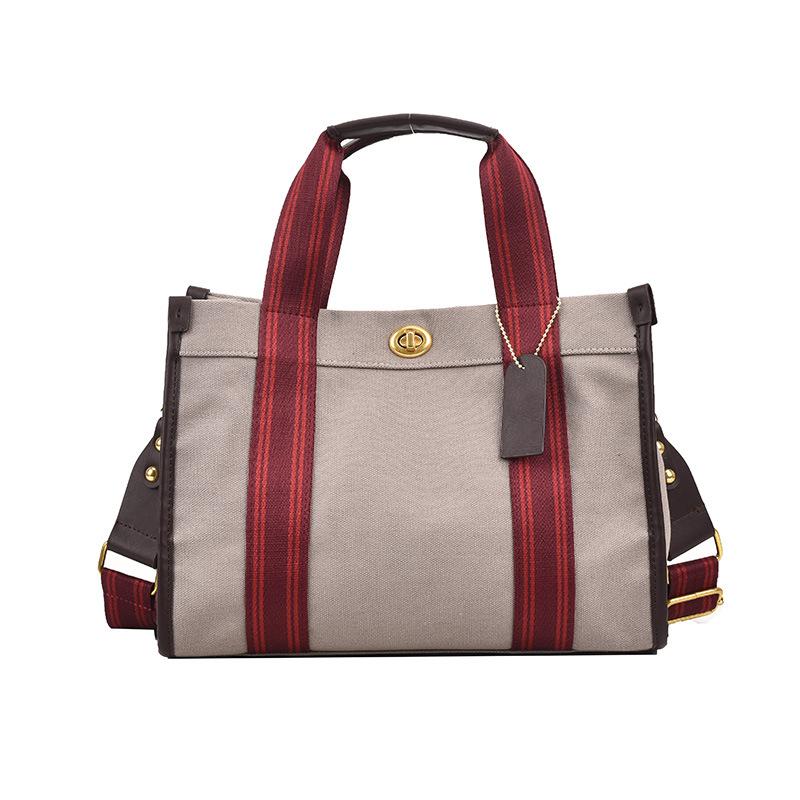 Large-capacity simple tote bag spring and summer new high-end texture contrasting color portable shoulder bag