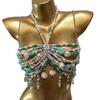 Handmade Turquoise Pearl Beaded Halter Top Body Chain Festival Outfit Bra 2026 Vacation Jewelry Conch Mermaid Core Bralette