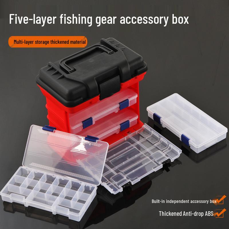Five-Layer Handheld Fishing Lure Box - Drawer-Type ABS Storage for Fishing Gear