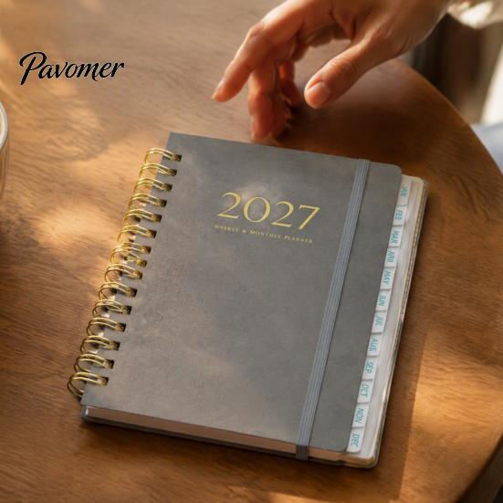 Agenda Appuntamenti A5 2027 Planner Settimanale Spiralato, Calendario Settimanale 365 Giorni con Organizer Copertina Rigida Elastico, 140 Pagine Carta Spessa