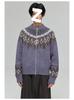 Winter 2025 Fair Isle Jacquard Ethnic-Style Knit Cardigan - Retro Loose Fit for Couples