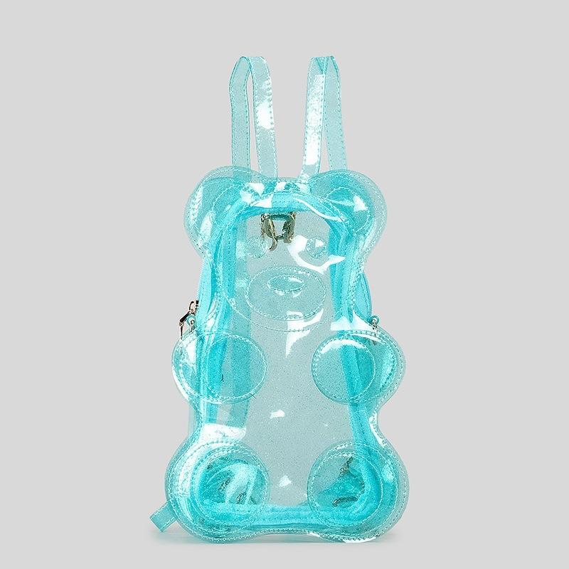 New cute transparent bear gummy backpack going out to play children's messenger bag PVC jelly bag