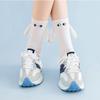 2/4 Pairs Magnetic Socks With Hands Women Men Fashion Black White Funny Cute Cartoon Eyes Couple Mid Tube Socks For Gifts