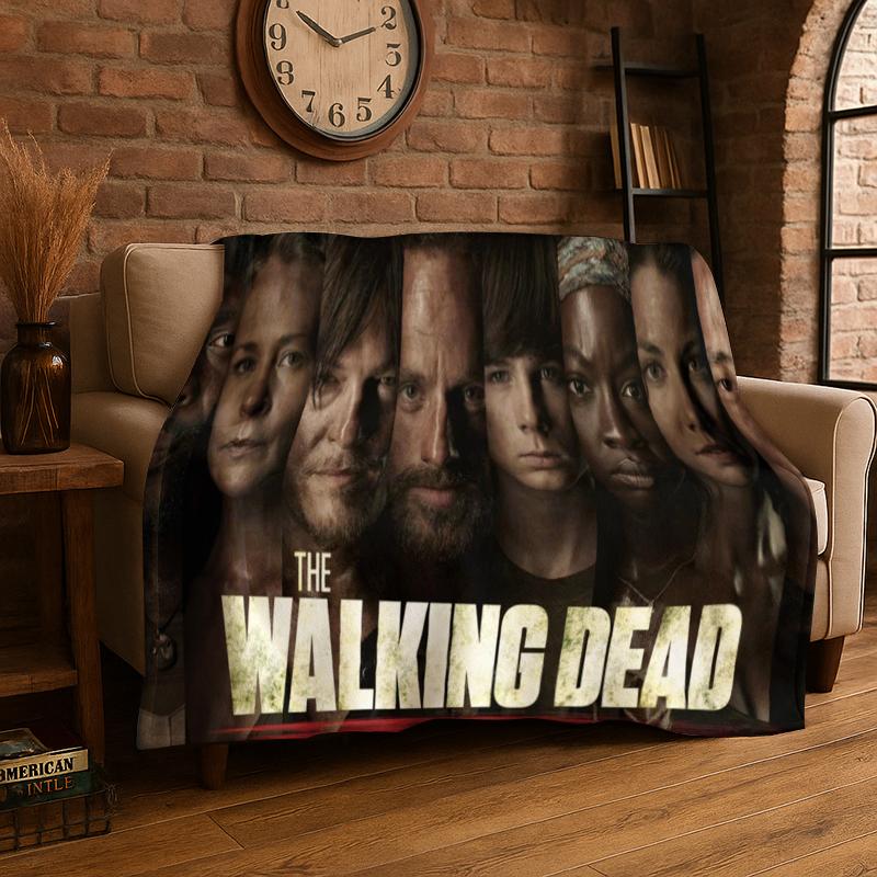 classic The Walking Dead Rick Daryl Horror TV Flannel Blanket Soft Warm Throw Blanket for Bedroom Living Room Bed Travel Picnic
