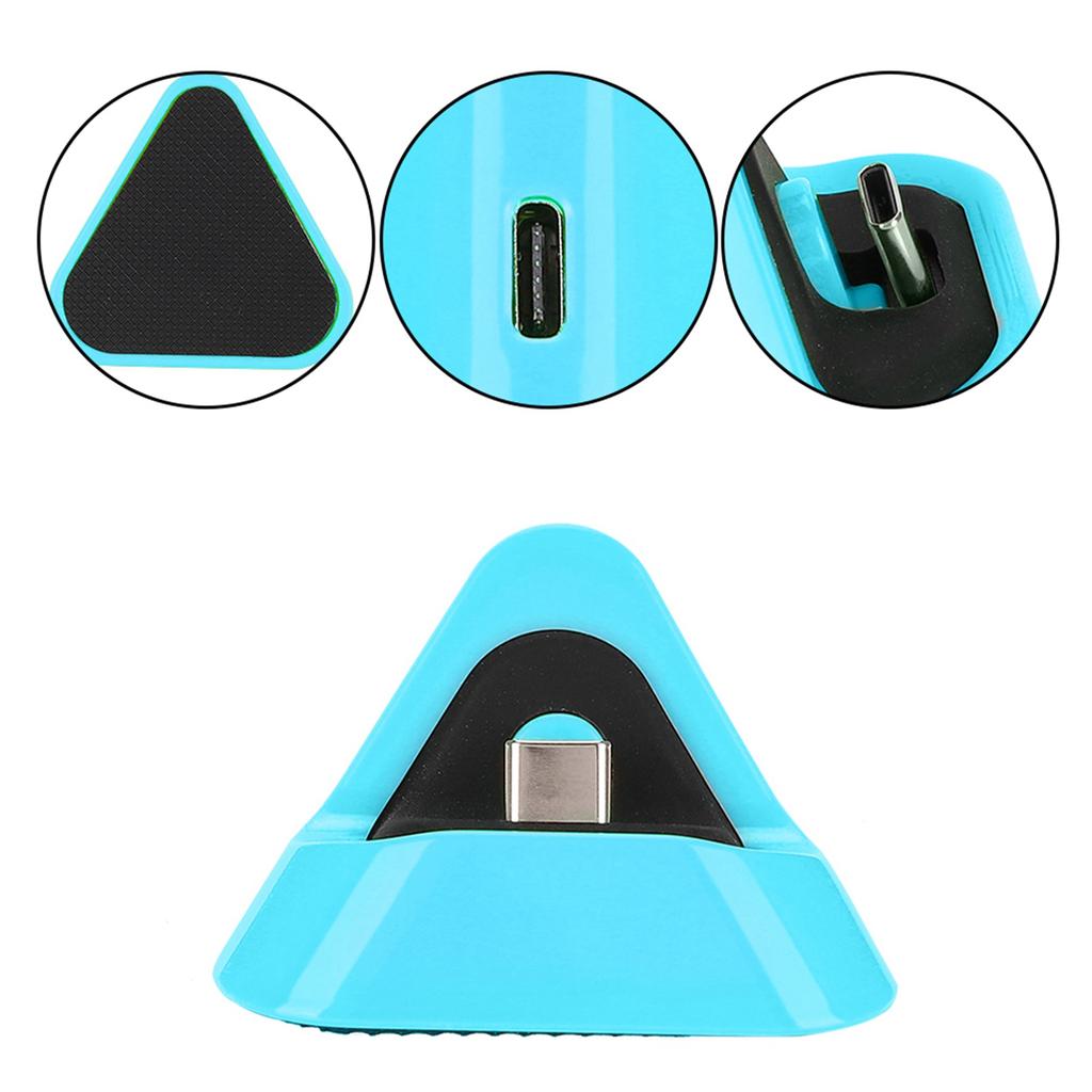 Portable Triangular Type C Charging Base Metal Bottom Charger for Switch   Lite Host(Blue Green )