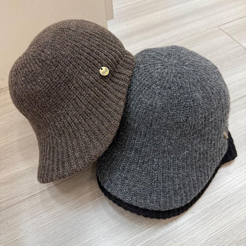 Korean Internet celebrity temperament metal standard equestrian cap winter wool knitted thermal cap casual versatile baseball cap