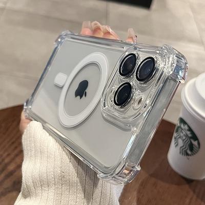Magnetisch Draadloos Opladen Voor Magsafe Hoesje Voor iPhone 16 15 14 13 12 11 Pro Max Plus Hoesjes Transparant Schokbestendig Bumper Hoesje
