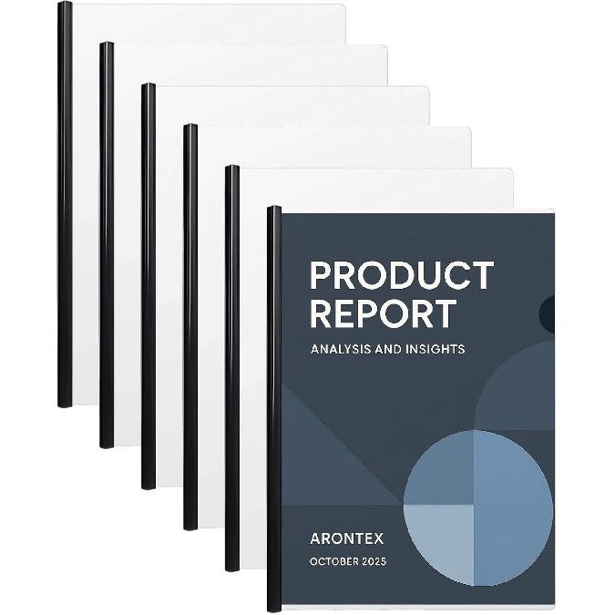 Report Covers - 6 Set Clear Report Covers with Sliding Bar, Report Folders with Clear Cover for A4 and Letter Size Paper, Presentation Folders for 6 Set