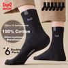 6 Pairs Men's Summer Cotton Mid-Calf Sports Sweat-Absorbing Odor-Resistant Basketball Socks 10A