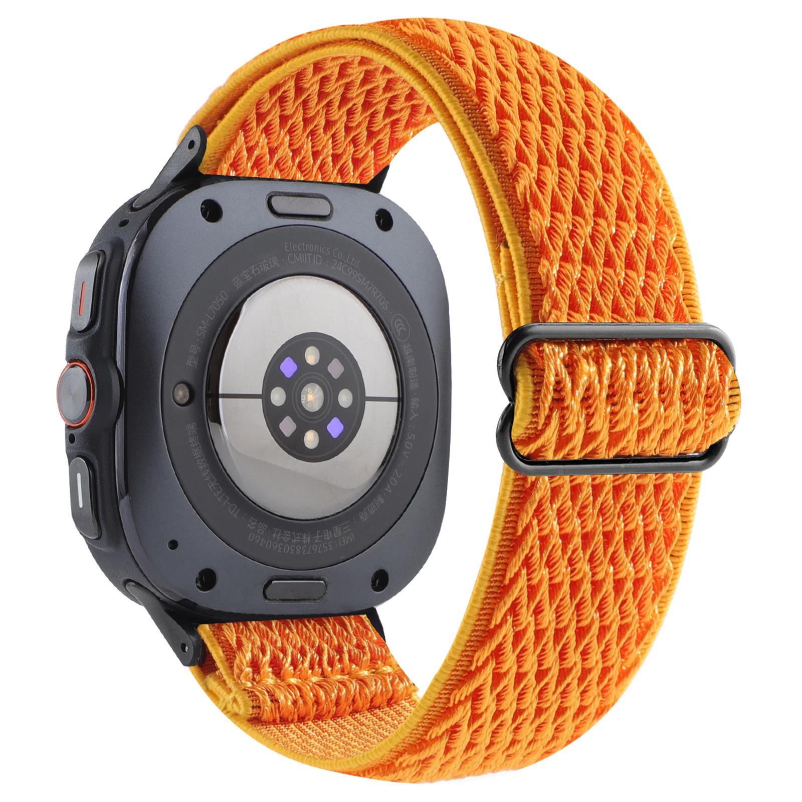 

For Samsung Galaxy Watch Ultra 47mm Woven Watchband Wave Texture Watch Strap Orange