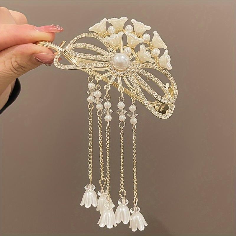 1PC Lily of The Valley Tassel Kink Clip Fully Matched Decorative Hairpin Alloy Hair Accessories