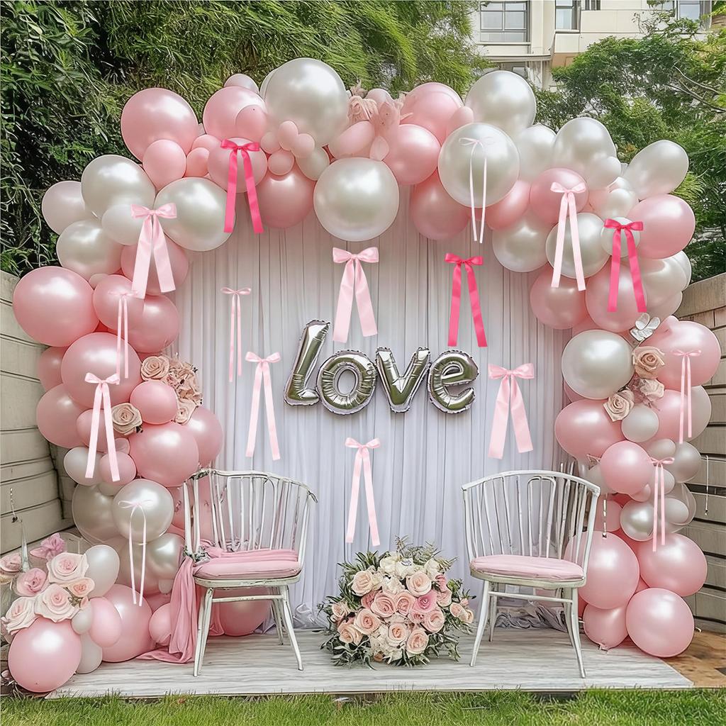 Pink Bow Wall Decor Happy Birthday Party Decorations Girls Favors Huge Pink Ribbon Bows Gifts Wedding Baby Shower Supplies