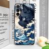 Japan The Great Wave of Kanagawa Cat Phone Case for Samsung Galaxy S22 Plus S20 S21 FE S23 S24 S25 Ultra Soft Covers Art Fundas