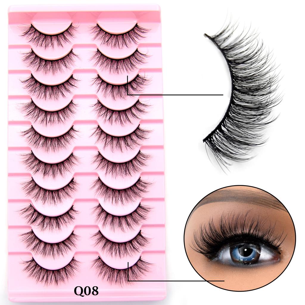 10 Pairs Eyelashes Natural Long 3D Mink Lashes Fluffy Volume Mink False Eyelashes Cruelty Free Wispy Lashes Makeup