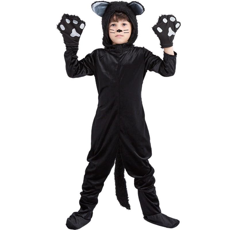 Dětský kostým kočky na Halloween Sada s rukavicemi návleky na nohy Cosplay Párty Scénické vystoupení