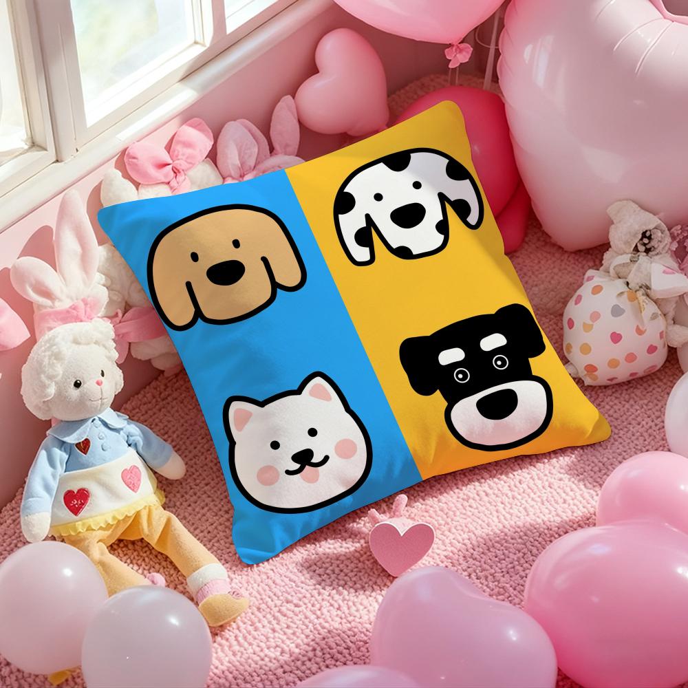 Enkla linjer hund Tecknad Kuddfodral Mönstertryckt Örngott för Vardagsrum Soffa Kuddfodral & Sovrumsdekor