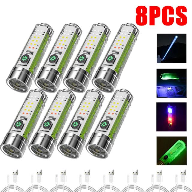 Multifunction Portable Powerful Spotlight Long Range Flashlight Type-C Keychain LED Lamp With Magnet Camping Uv Light Mini Torch