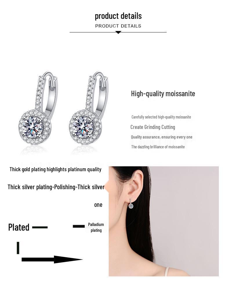 Xin De Yi S925 Sterling Silver Moissanite Stud Earrings: Elegant Round Jewelry for Women, Perfect Wedding Gift