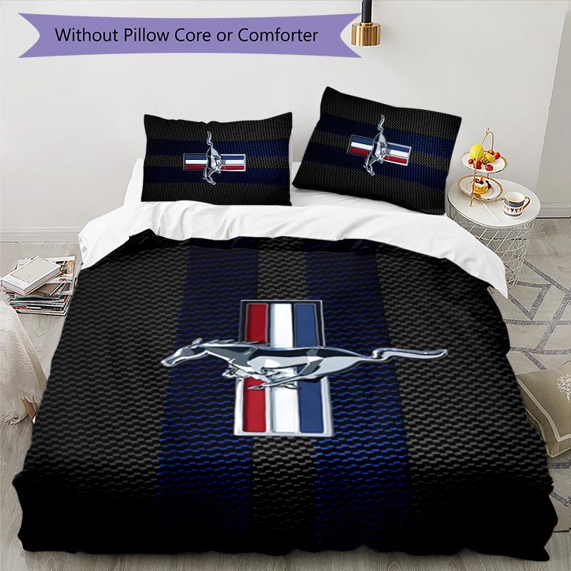 Mustang 3pcs Bedding Set Duvet Cover Closure Includes 1 Duvet Cover & 2 Pillowcases for All Seasons Bedroom Home Dorm Decor