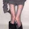 Luxury Sheer Black Polka Dot Pantyhose - Silver Thread JK Style Stockings for Women, Perfect Autumn/Winter Base Layer.