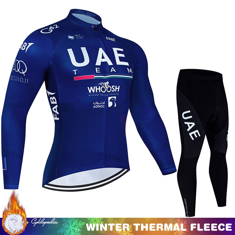 Cycling Clothing Man Bicycle Jerseys Men Sportswear Set UAE Winter Bike Jacket Thermal Fleece Jersey Men's Blouse Mtb Bib Suit
