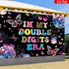 2D Disco Butterfly Happy 10th Birthday Backdrop, In My Double Digits Era Banner