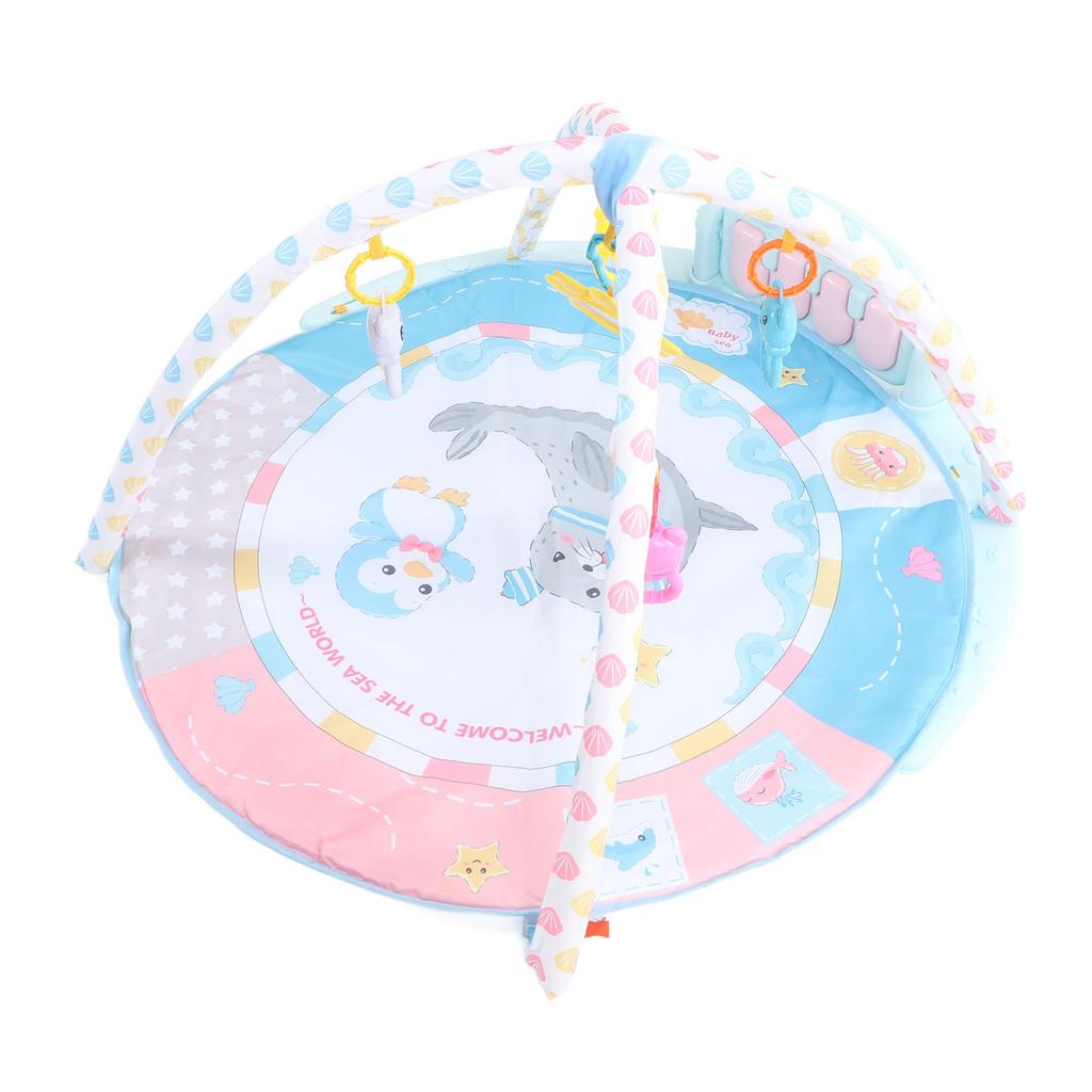 Baby Gym Mat Multifunctional Early Education Light Round Music Piano Playmat for Toddlers