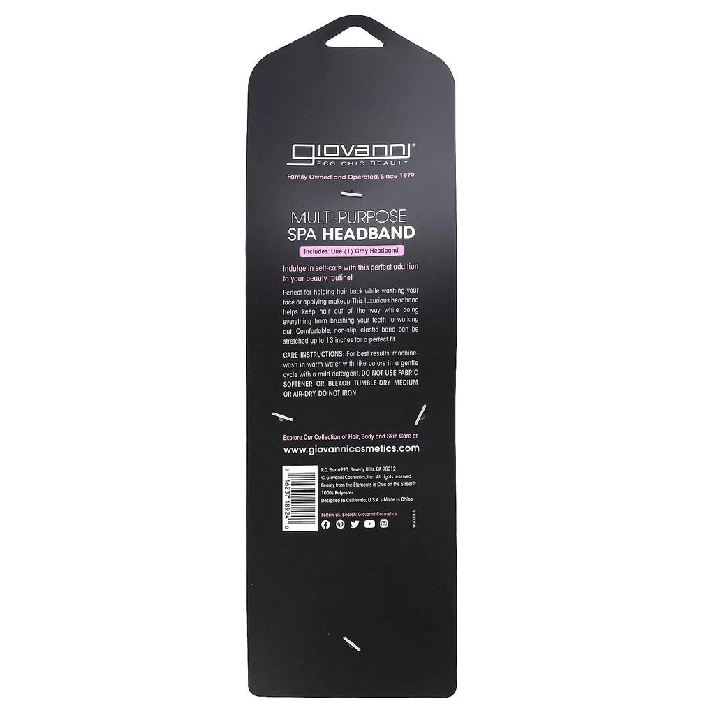 Multipurpose Spa Hairband, Gray, 1 Hairband