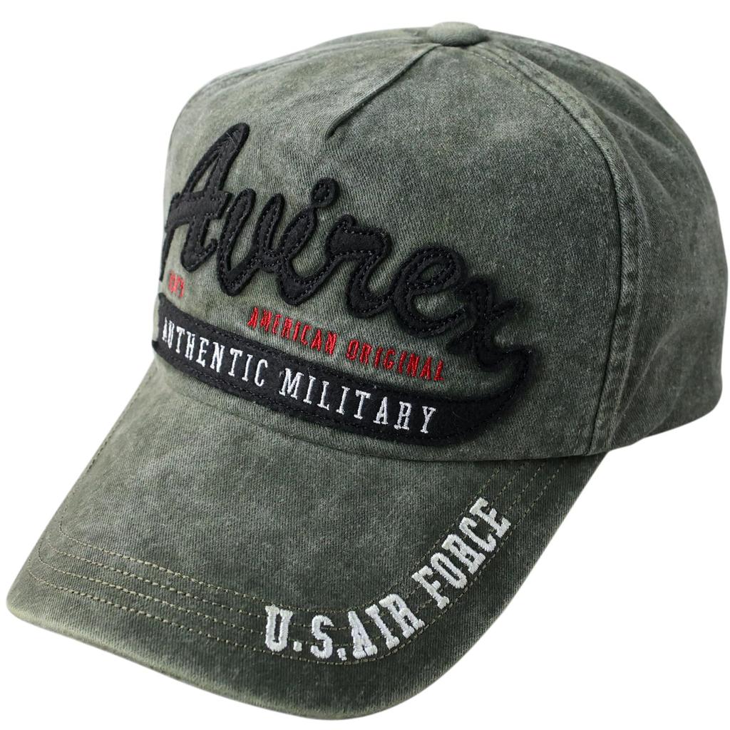 Avirex Military Felt Pigment American Casual Summer Baseball 067 Men's Cap, Low-Profile Cap, Embroidered, Style, Cap, Khaki,