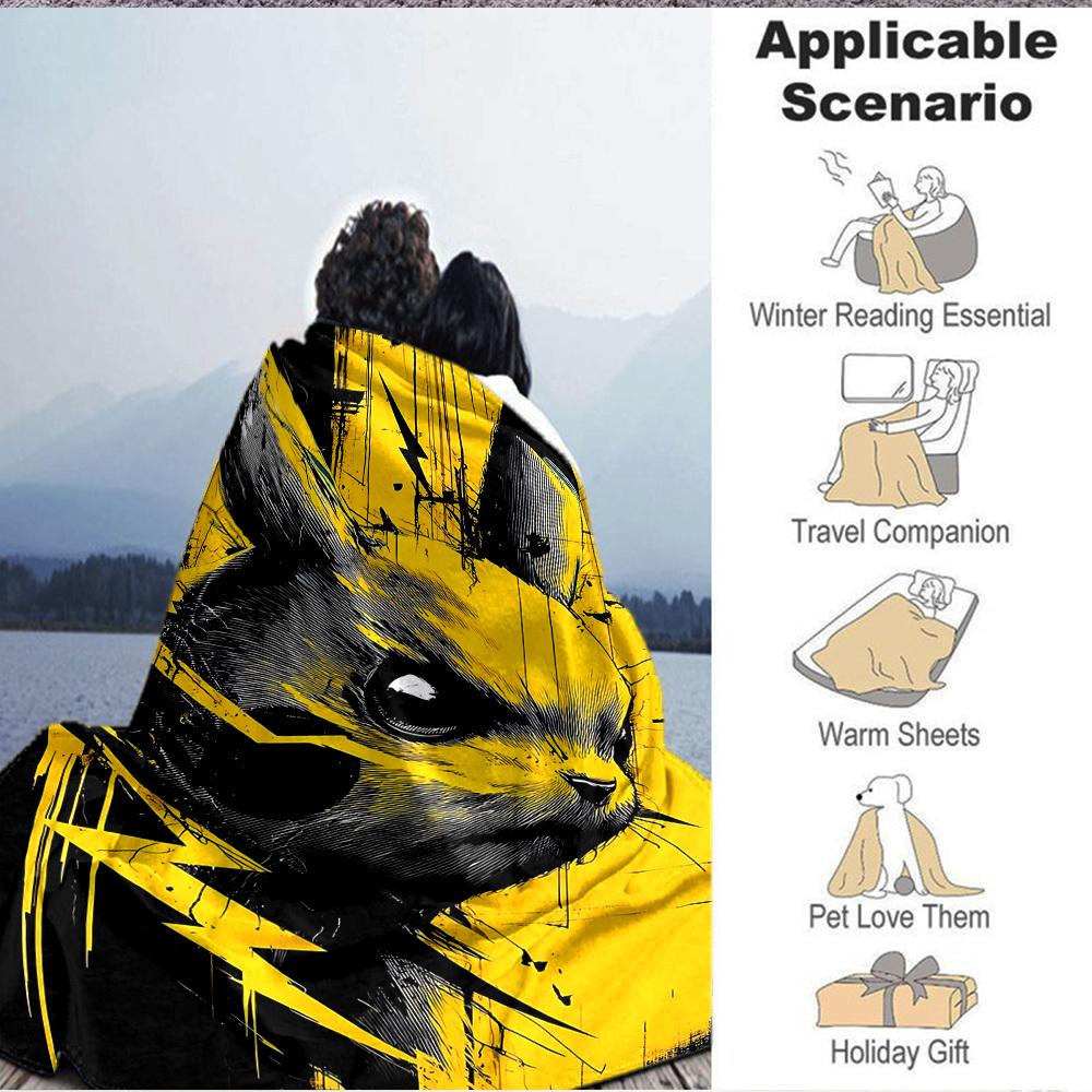 1PC Pikachu Blanket Soft Warm All Season Throw for Sofa, Bed, Car, Office Vibrant Colorful Design, Durable & Cozy Gift